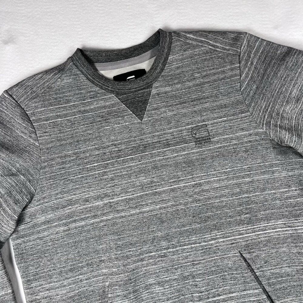 G-Star RAW Scorc Mens S Gray Space Dye Crew Neck Pocket Sweatshirt